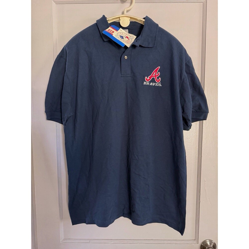 Vintage 1998 Atlanta Braves Polo Shirt L NWT Stedman by Hanes Embroidered MLB